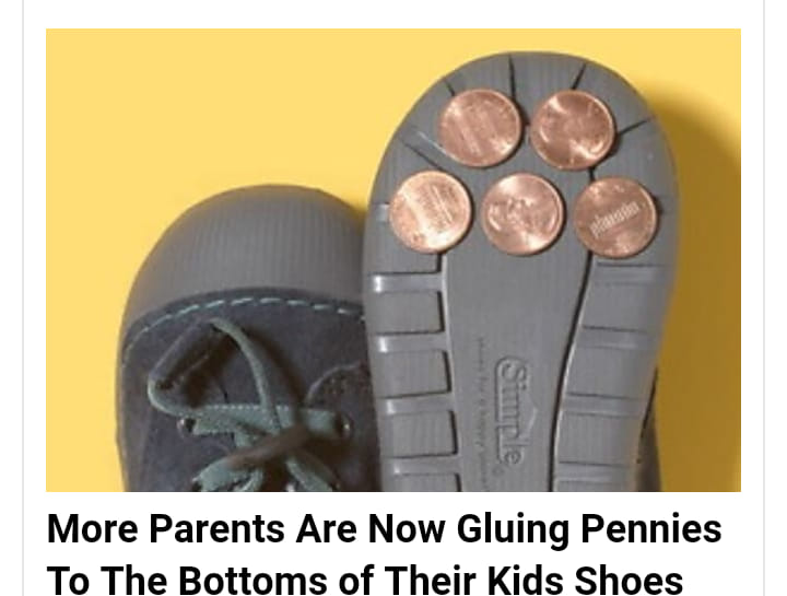 gluing pennies to shoes